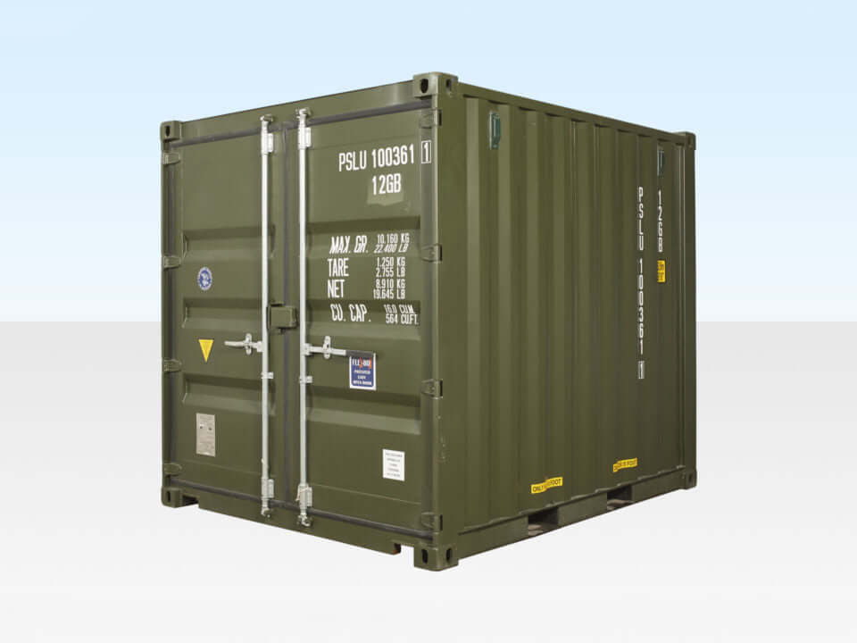 10ft x 8ft Shipping Container (One Trip) Green (RAL 6007)