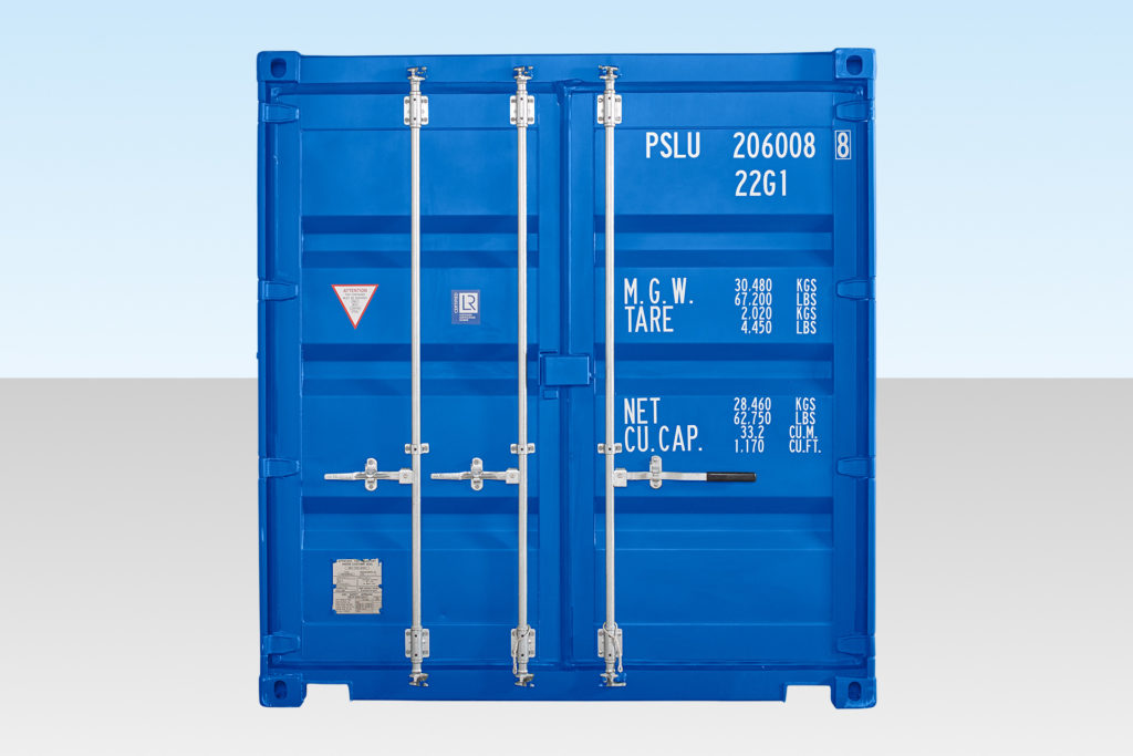 20ft Self Storage Container with Bamboo Floor – Blue (RAL 5010)
