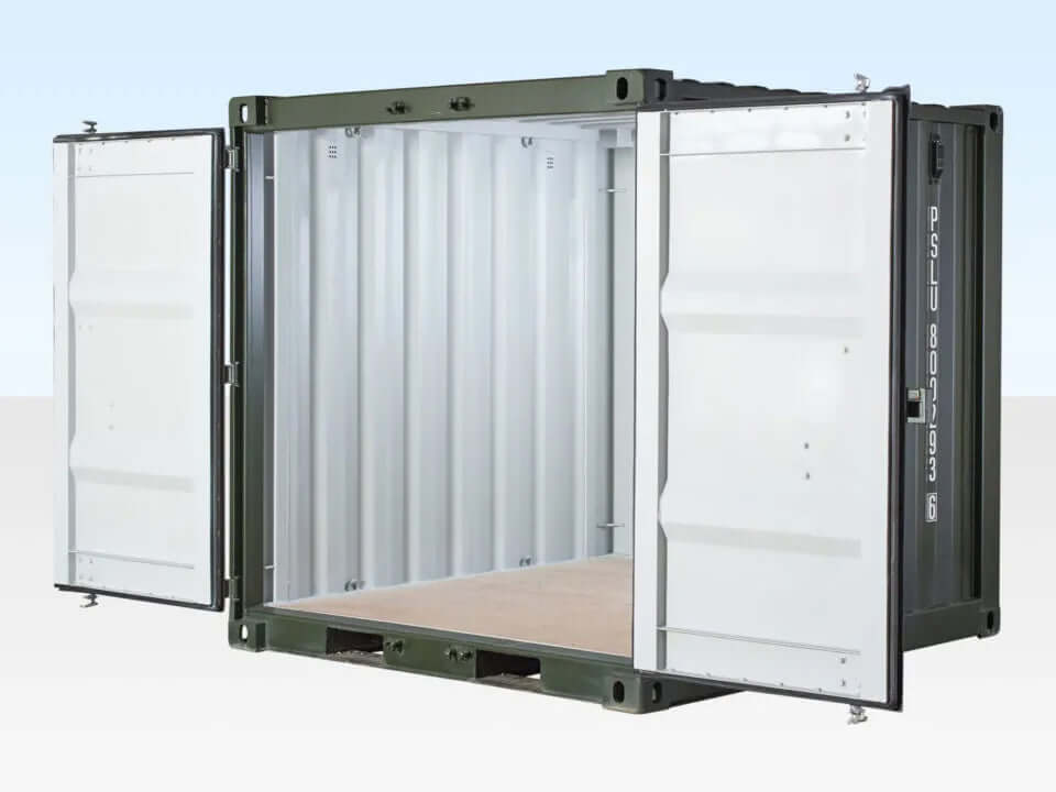 8ft One Trip Shipping Container Green (RAL 6007)