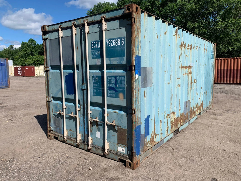 20′ x 8′ x 8.5′ Tall –Used Shipping / Storage Container-Wind and Watertight – Blue