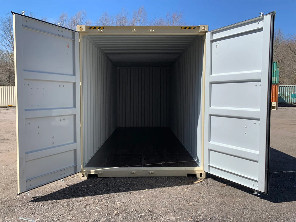 20′ x 8′ x 9.5′ Tall– New High Cube Shipping/Storage Container – Wind and Watertight – Beige