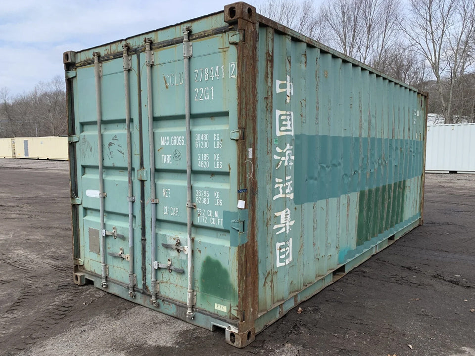20′ x 8′ x 8.5′ Tall– AS IS Door Seals Show Light Used Shipping / Storage Container – Green