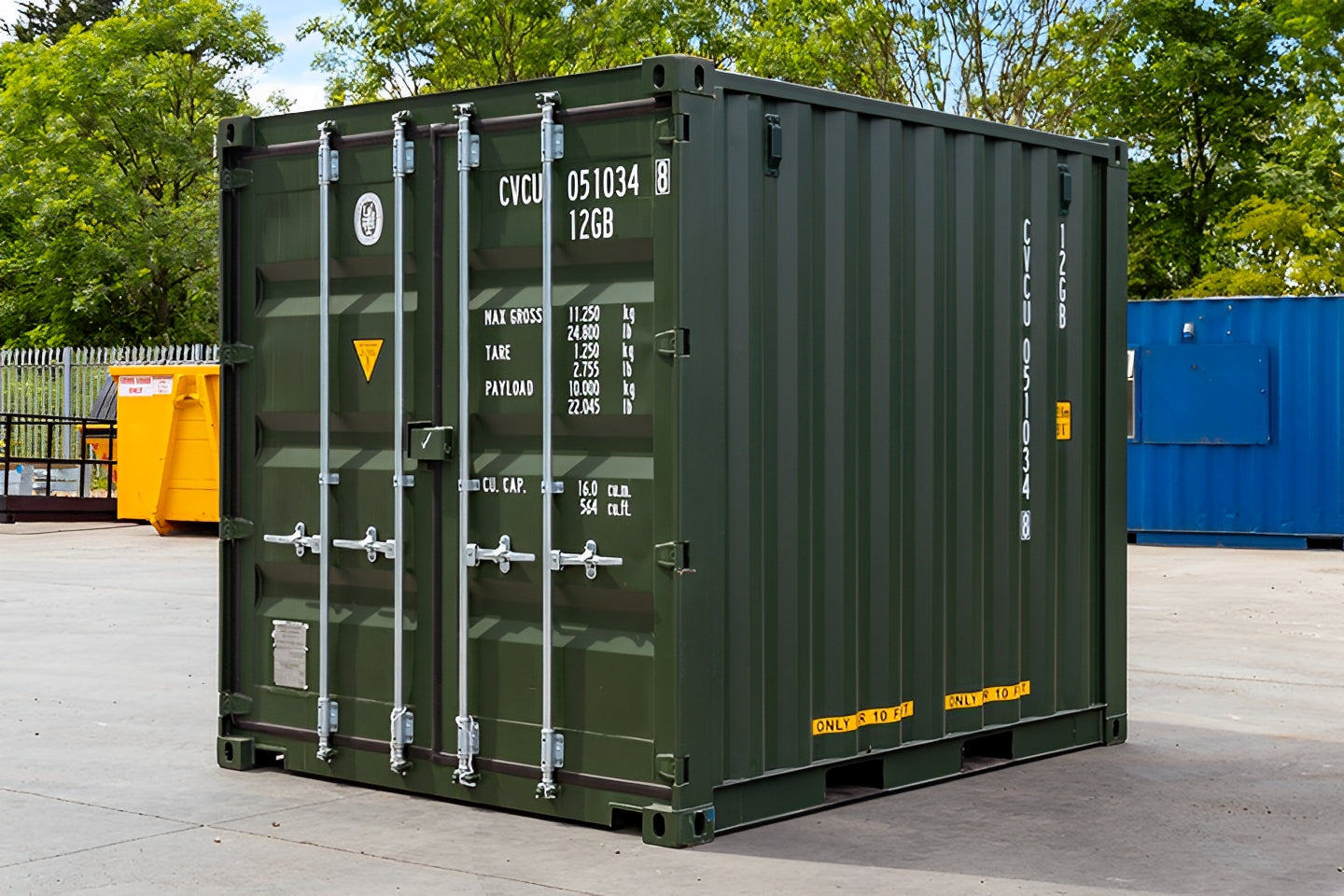 10Ft X 8Ft Shipping Container (One Trip) – Green image 0