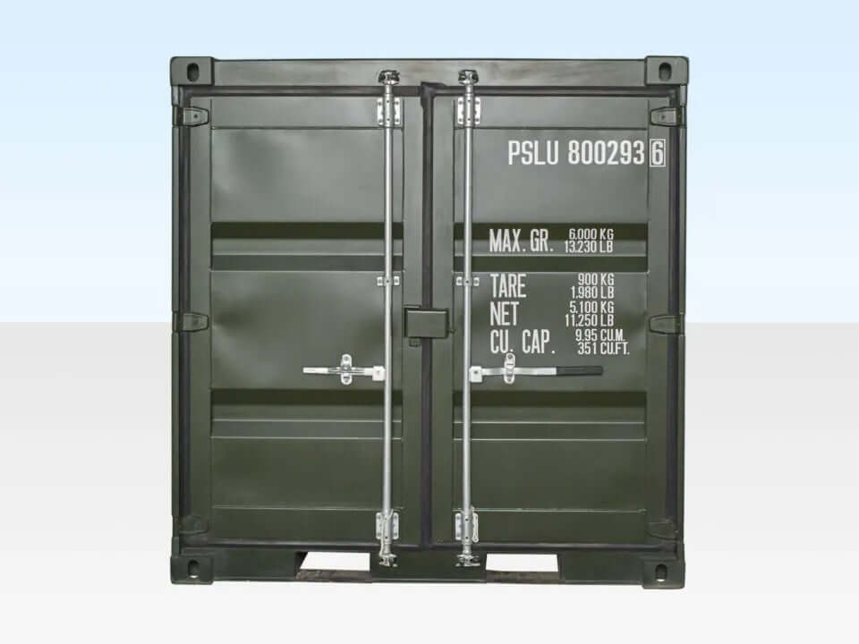 8ft One Trip Shipping Container Green (RAL 6007)