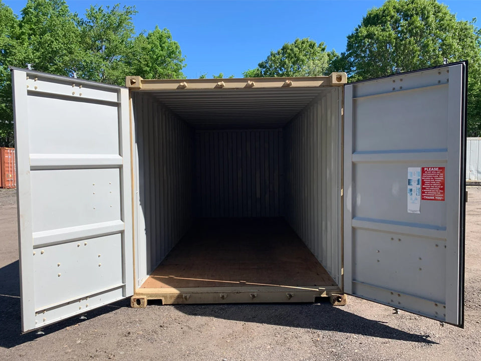 20′ x 8′ x 8.5′ Tall– Wind and Watertight Off Rent Used Shipping / Storage Container – Beige