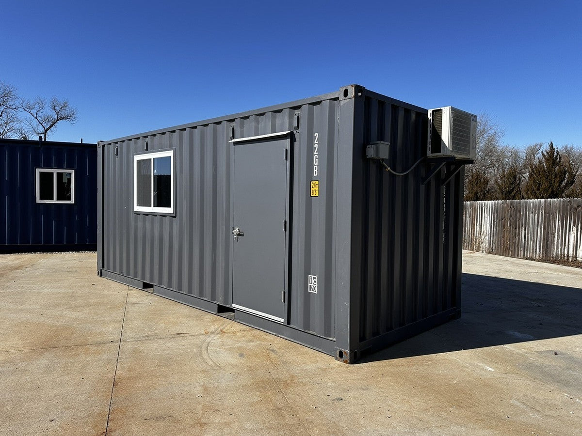20 ft Custom Shipping Container Mobile Office 120V Slate Gray
