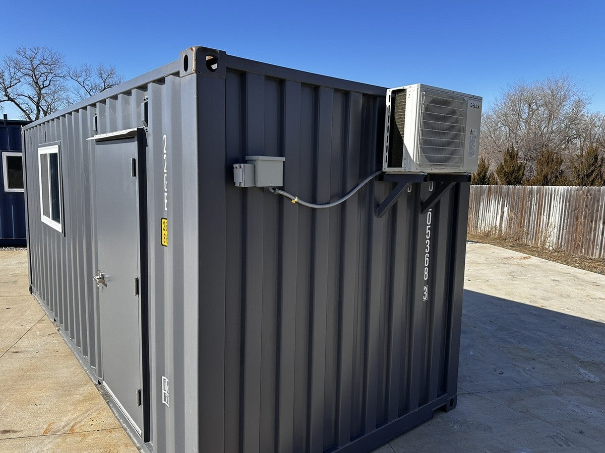 20 ft Custom Shipping Container Mobile Office 120V Slate Gray