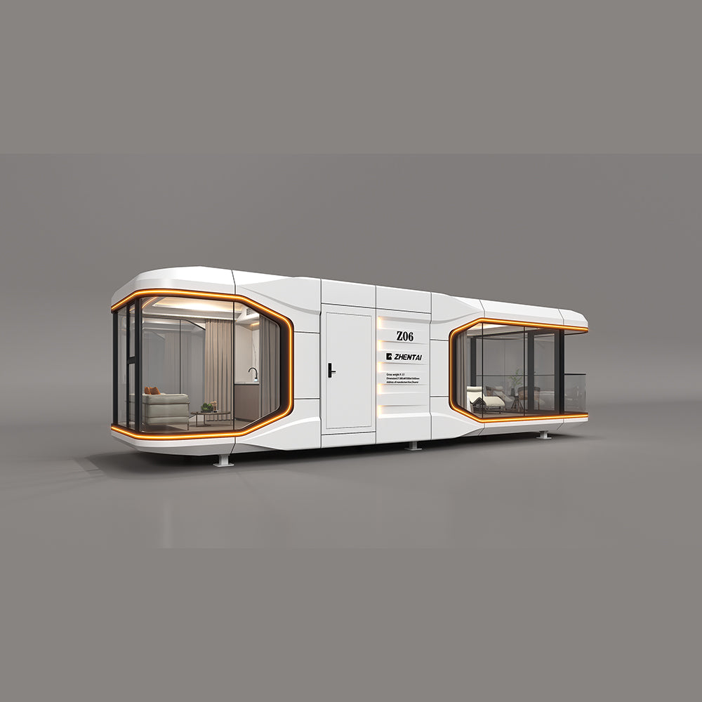 Modern customized mobile capsule house with aluminum alloy shell and glass windows